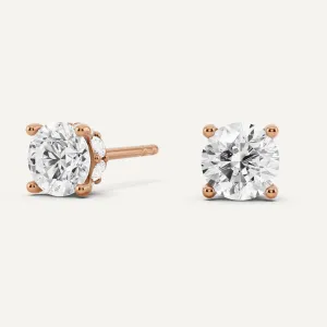 1 1/2 ctw Round Diamond Hidden Halo Stud Earrings