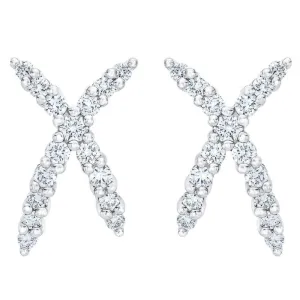 1/2Ct T.W. Diamond Fashion Women's X Shape Lab Grown Earrings 10k Gold Studs