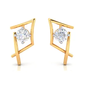 14k Delightful Gold Earrings With American Diamonds