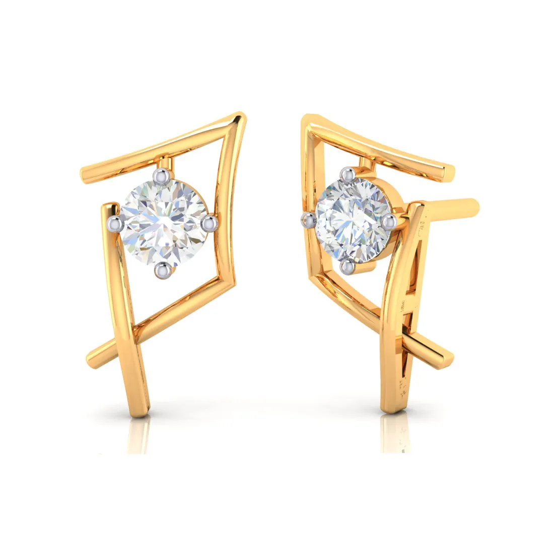 14k Delightful Gold Earrings With American Diamonds