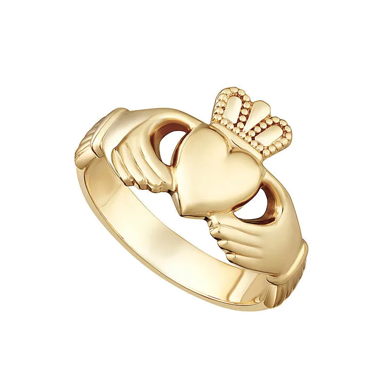 14K Gold Ladies Heavy Claddagh Ring