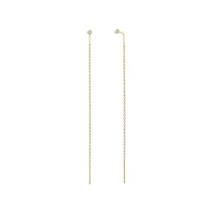 14k Prong Diamond Threader Earrings