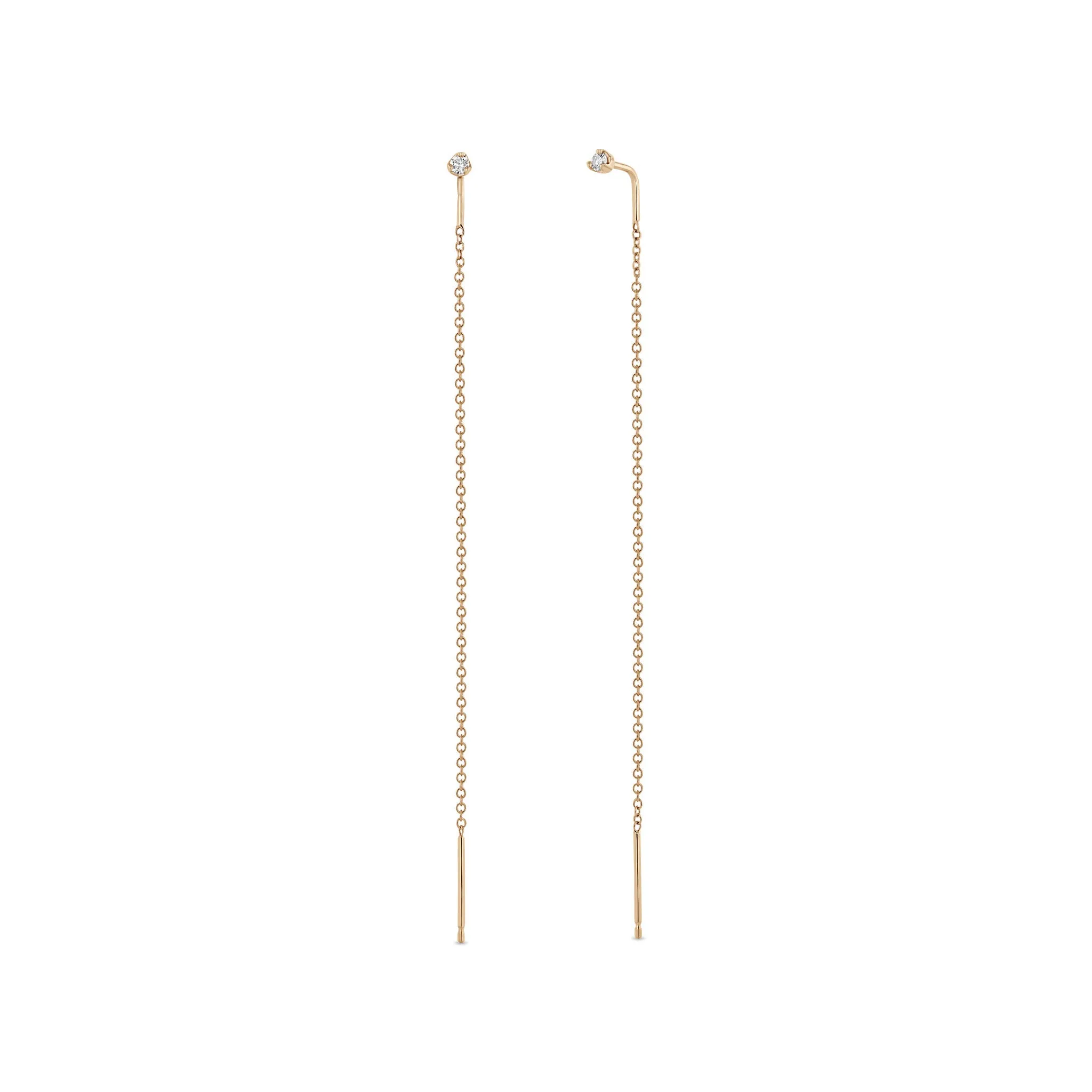 14k Prong Diamond Threader Earrings