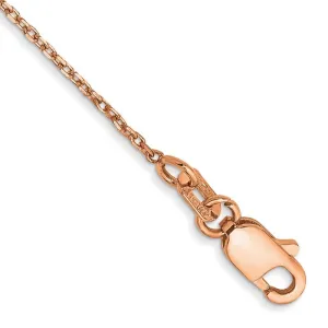 14K Rose Gold 10 inch 1.10mm Diamond-cut Cable with Lobster Clasp Chain Bracelet