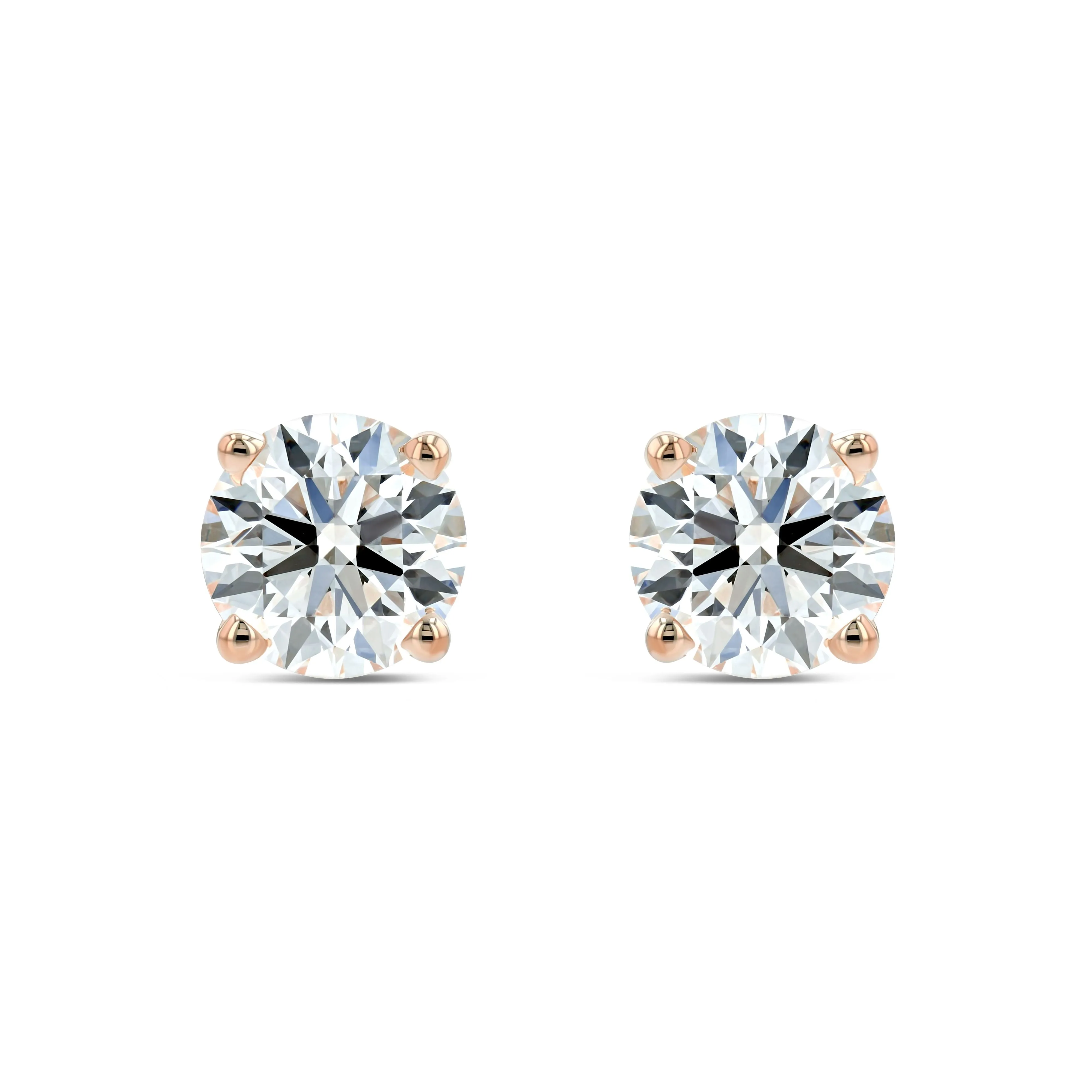 14k Rose Gold 4-prong Round Brilliant Diamond Stud Earrings (1.06 Ct. T.w., Vs1-vs2 Clarity, H-i Color)