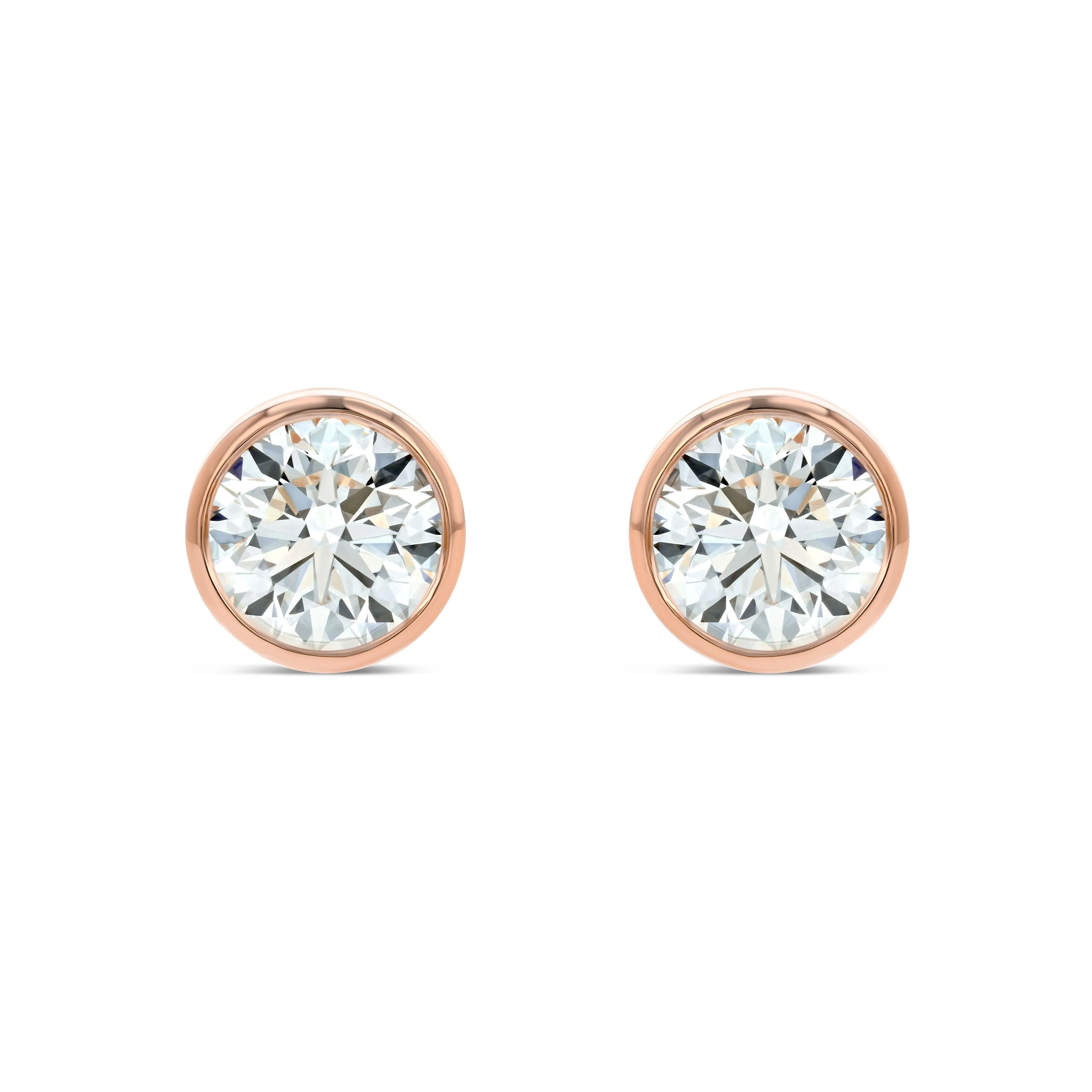 14k Rose Gold Bezel Set Round Brilliant Diamond Stud Earrings (1 Ct. T.w., Si1-si2 Clarity, J-k Color)