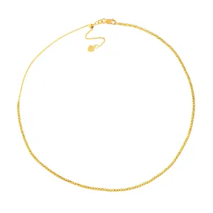 14K Solid Yellow Gold Adjustable Beaded Choker