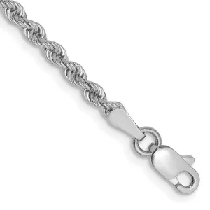 14K White Gold 7 inch 2.5mm Regular Rope with Lobster Clasp Chain Bracelet