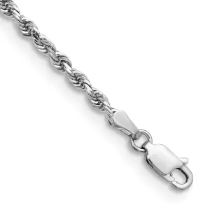 14K White Gold 8 Inch 2.75mm Diamond-cut Quadruple Rope Lobster Clasp Chain Bracelet