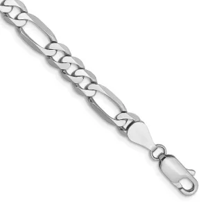 14K White Gold 9 inch 5.5mm Flat Figaro with Lobster Clasp Chain Bracelet