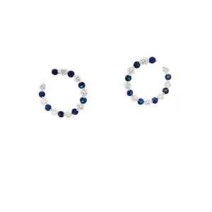 14k White Gold Diamond & Sapphire Earrings