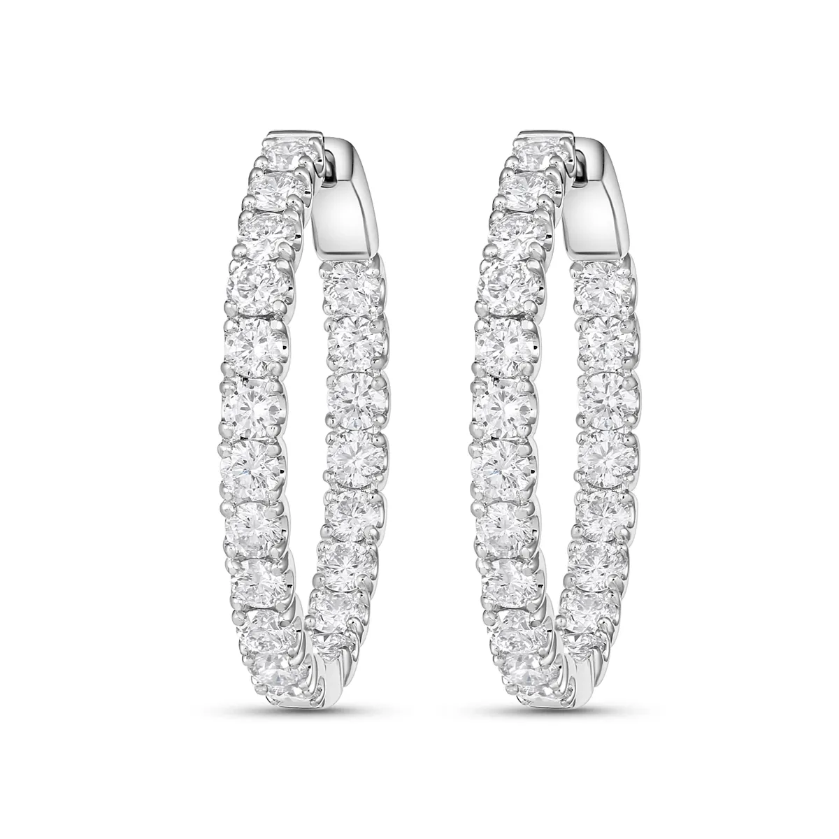 14K White Gold Inside Out Diamond Hoop Earrings