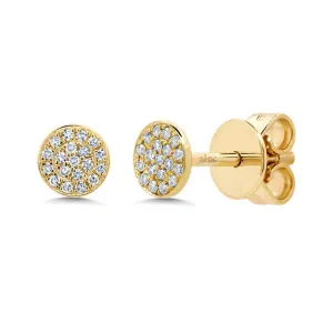 14k Yellow Gold Diamond Disc Studs