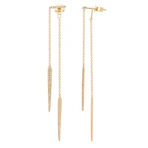 14k Yellow Gold Diamond Drop Earrings