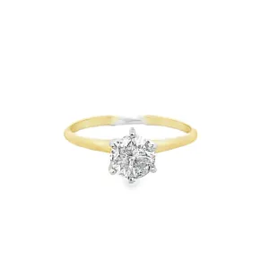 14K Yellow Round Salt and Pepper Diamond 0.90Ct Solitaire Engagement Ring