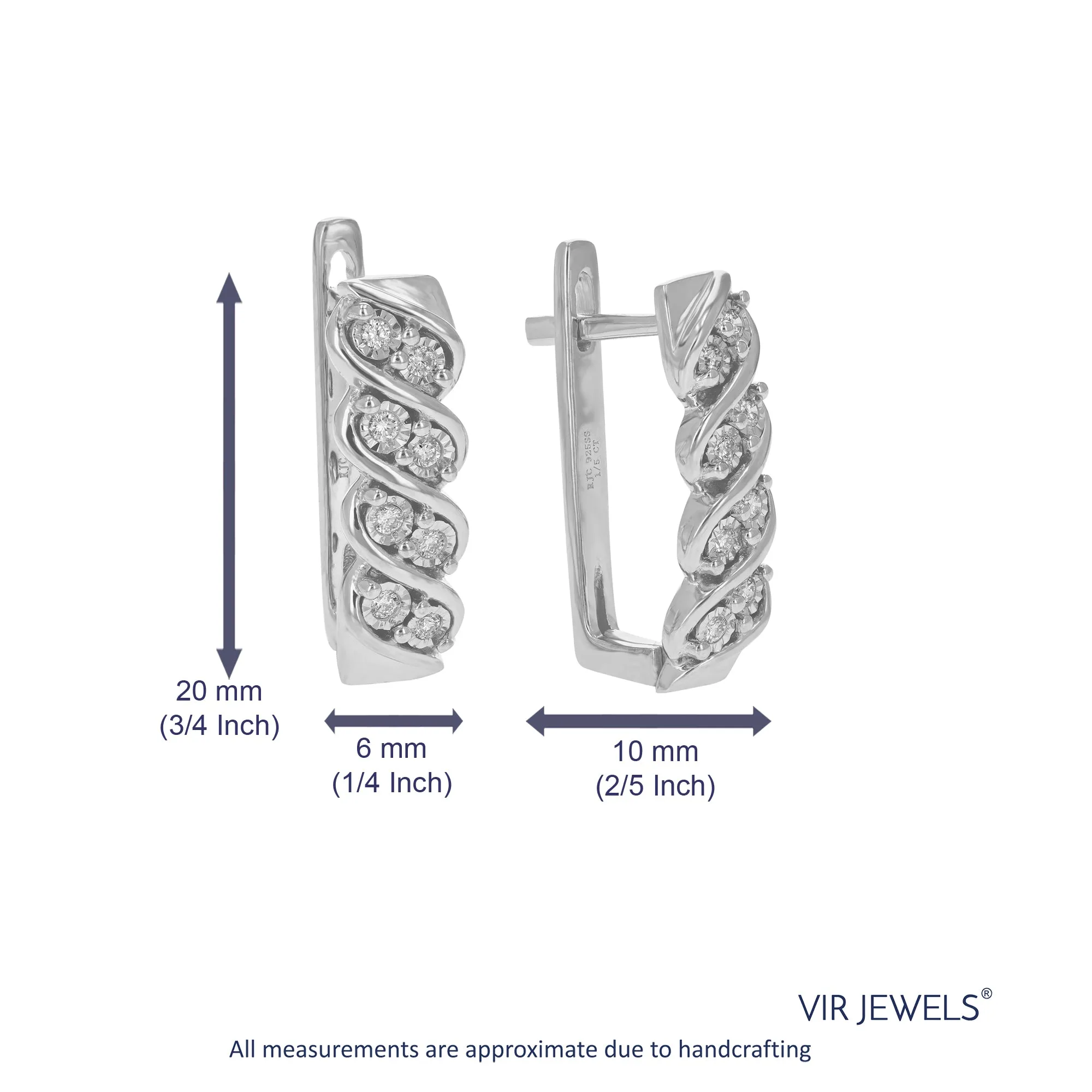 1/5 cttw Lab Grown Diamond Twisted Hoop Earrings Sterling Silver