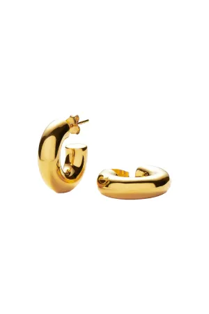 18ct Gold Plated Small Chubby Hoop Earrings