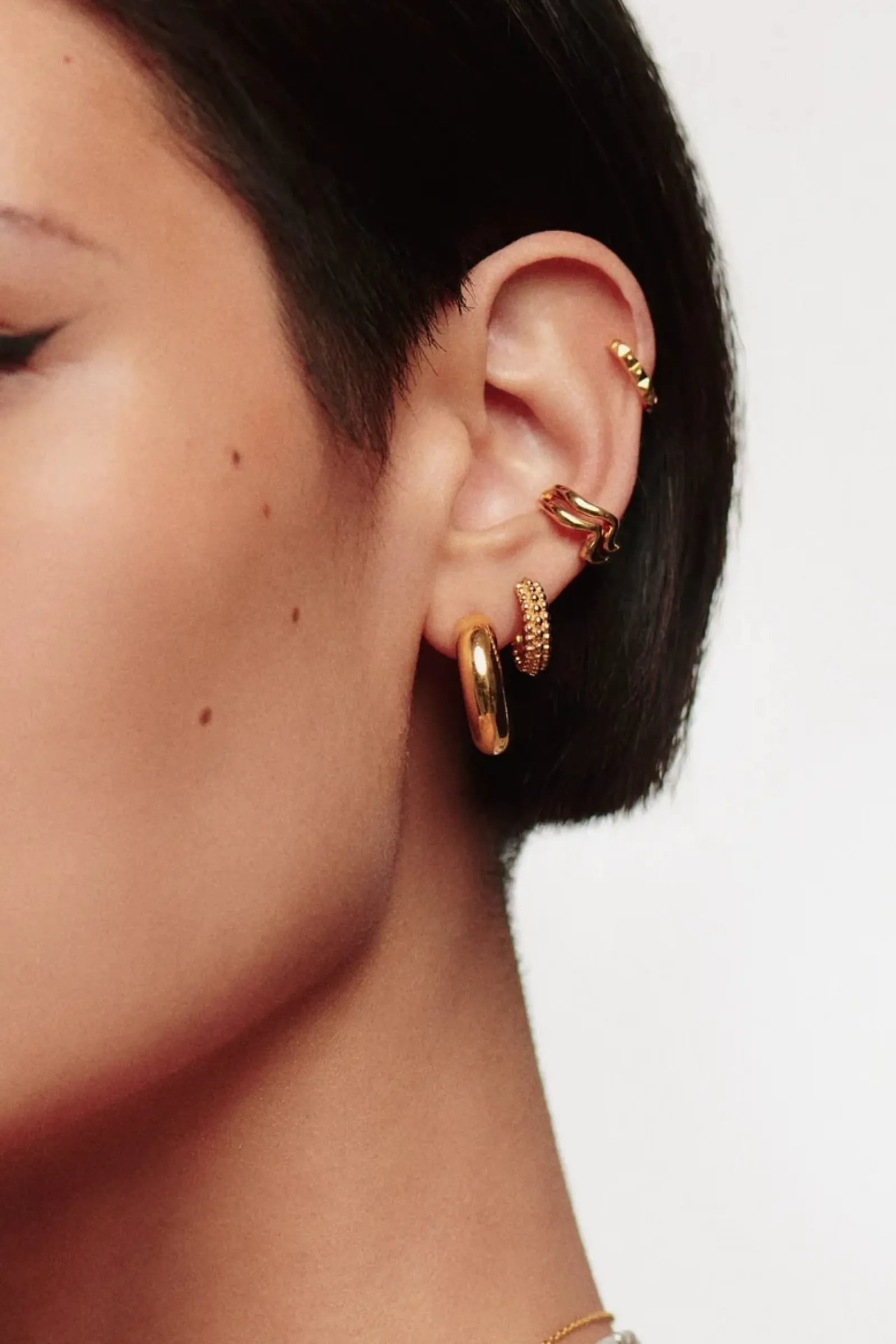 18ct Gold Plated Small Chubby Hoop Earrings