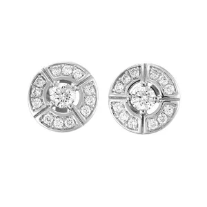 18ct WG Circle Design Round Diamond Claw Centre Earrings ECIRC40