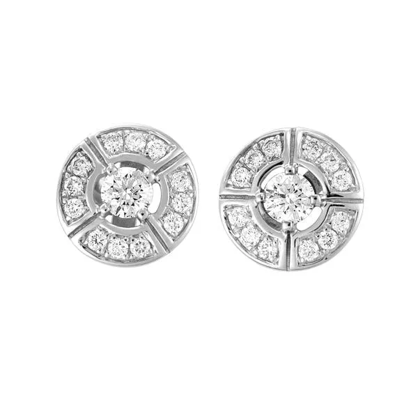 18ct WG Circle Design Round Diamond Claw Centre Earrings ECIRC40