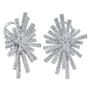 18ct White Gold Diamond Starburst Earrings