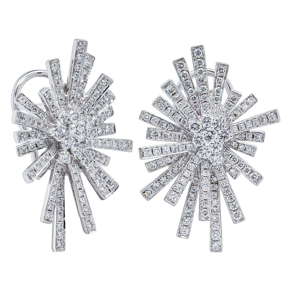 18ct White Gold Diamond Starburst Earrings