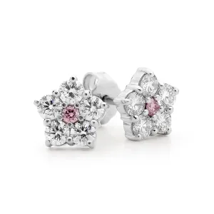 18ct white gold pink and white diamond earrings