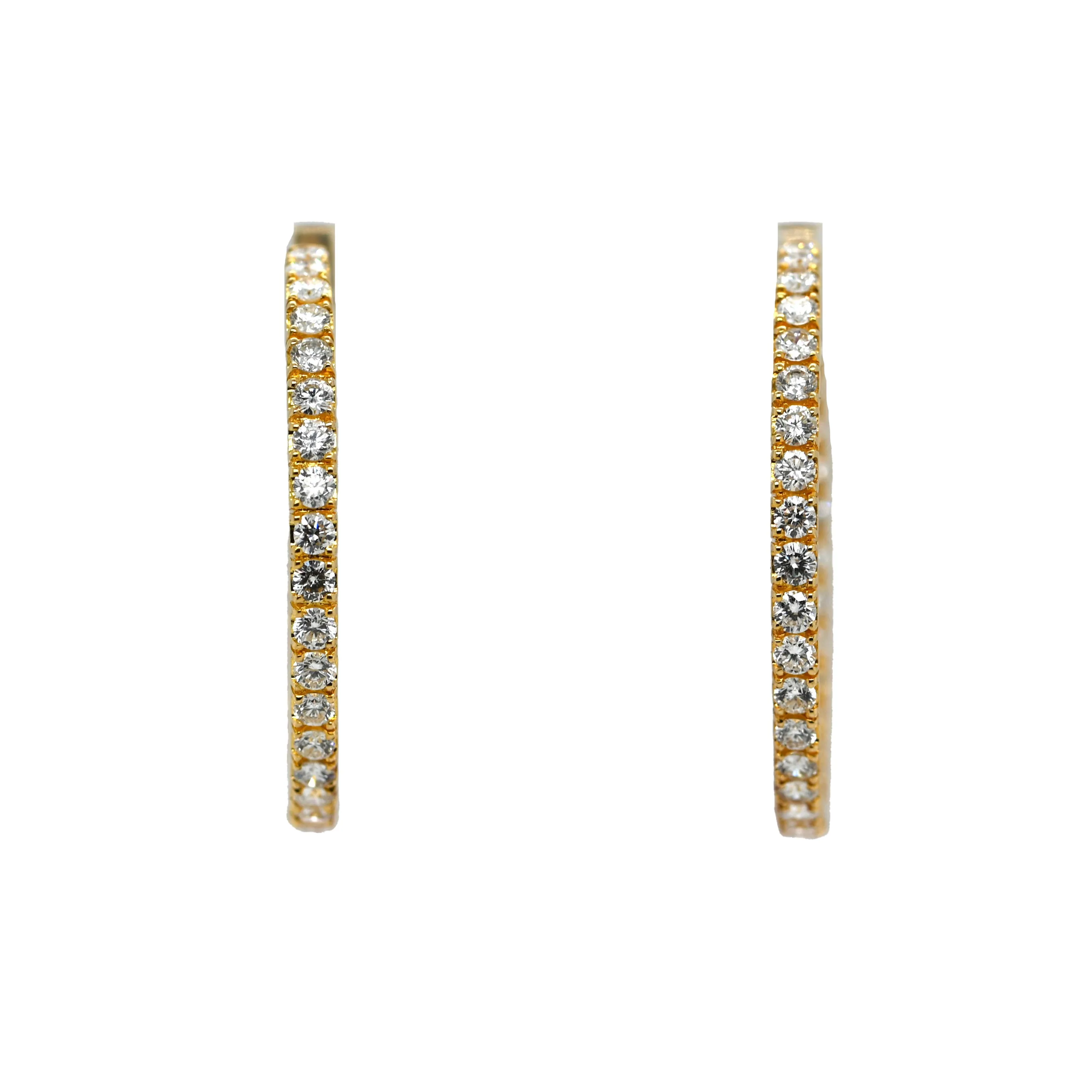 18K Gold Diamond In & Out Hoop Earrings