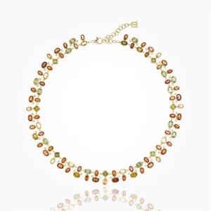 18K Hera Cluster Necklace in Mixed Garnet and diamond