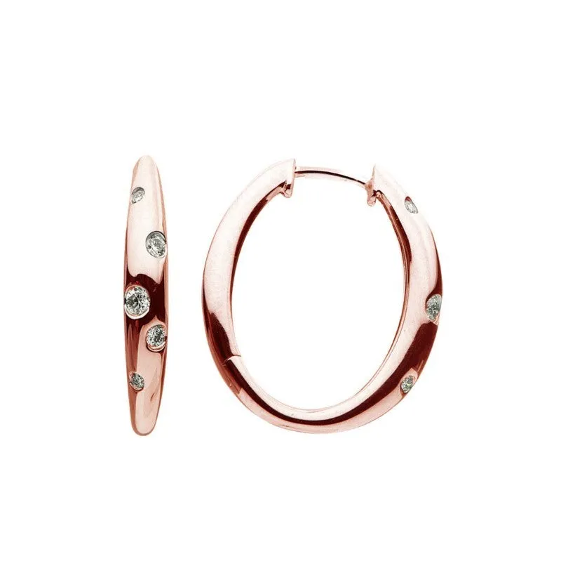 18k Rose Gold Diamond Hoop Earrings