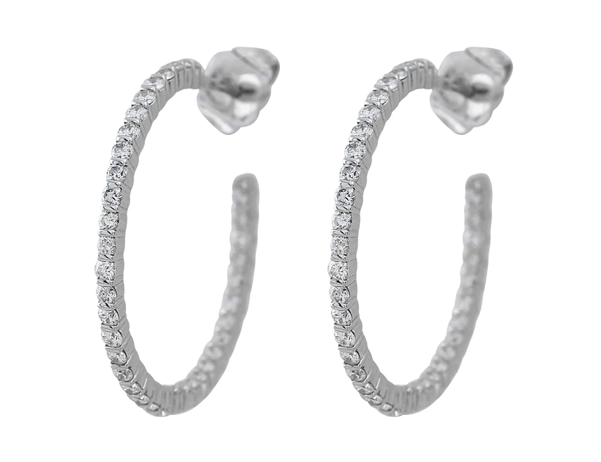 18k White Gold 1ctw Diamond Hoops