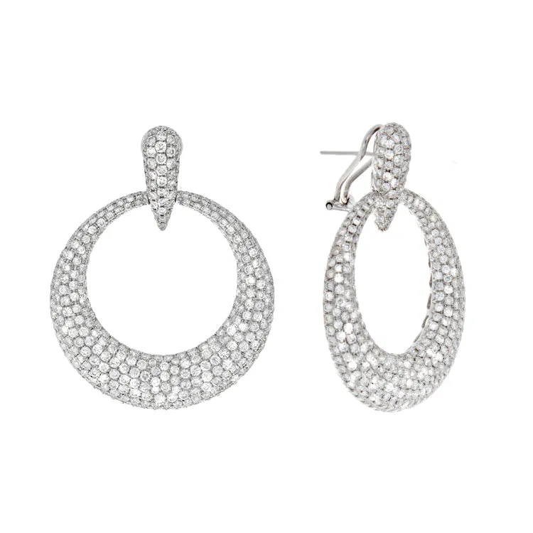 18k White Gold Pave Diamond Earrings