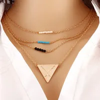 2017 New Hot Fashion Color Fatima Hand 3 Layer Chain Bar Necklace Beads and Long Strip Pendant Necklaces Jewelry JHS023