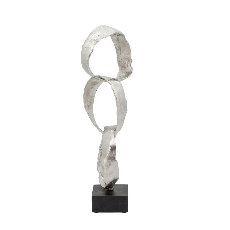 20" Metal Stacking Rings Sculpture - Silver