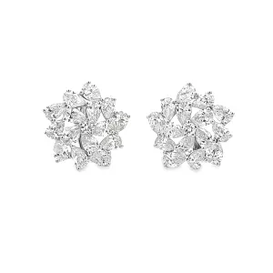 2.16ct 18k White Gold Diamond Cluster Earrings