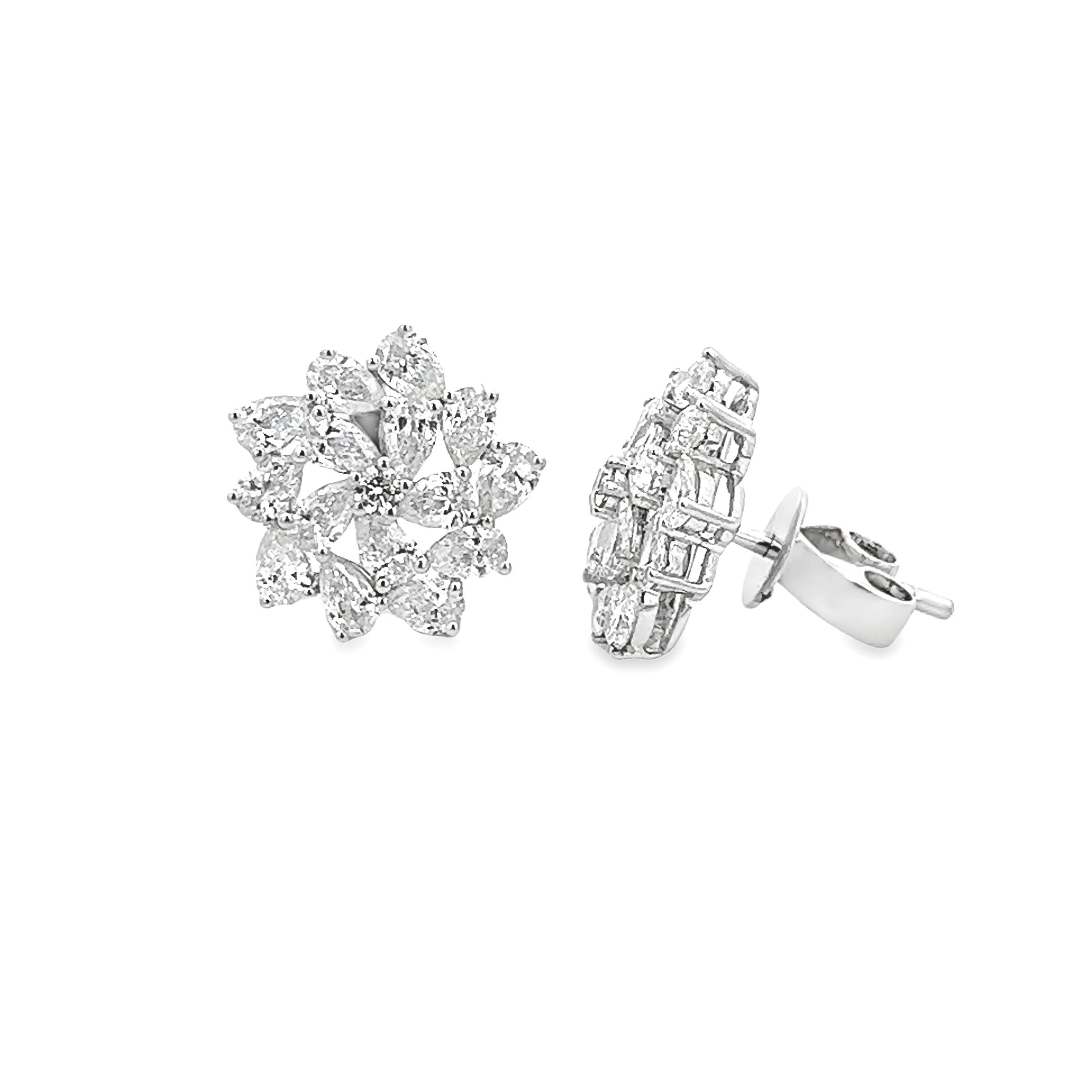 2.16ct 18k White Gold Diamond Cluster Earrings