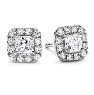 2.50 Carat T.W. Princess Cut Halo Diamond Studs