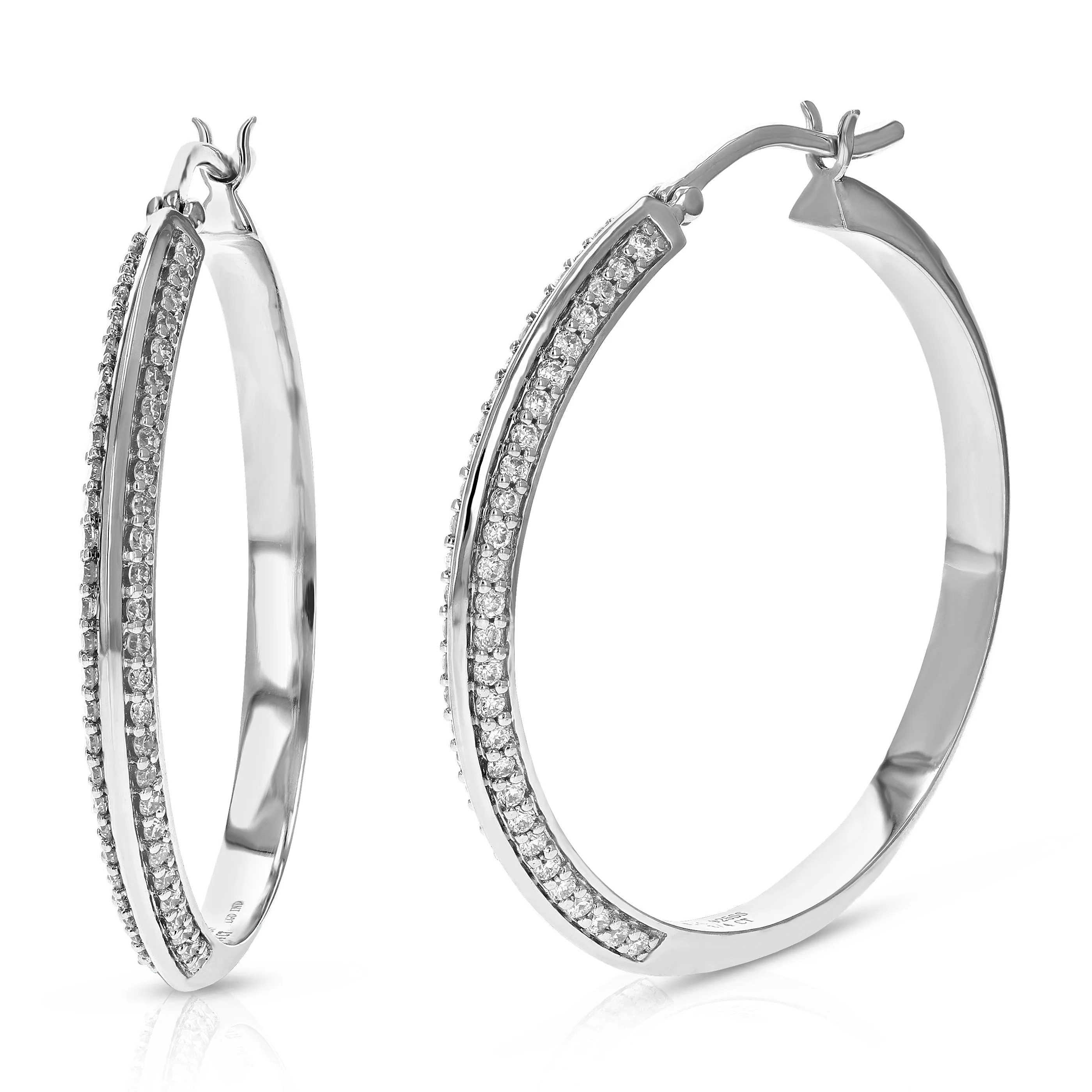 3/4 cttw Two Row Lab Grown Diamond Hoop Earrings Sterling Silver