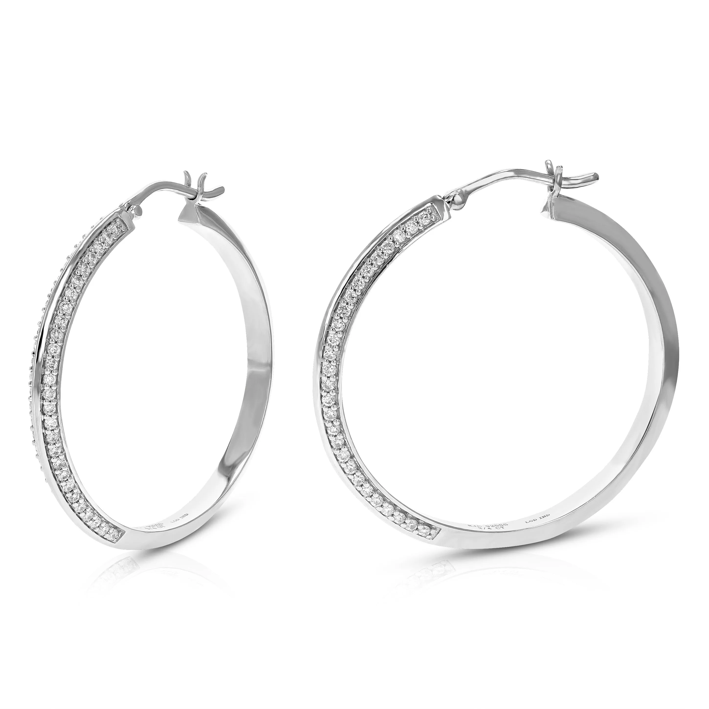 3/4 cttw Two Row Lab Grown Diamond Hoop Earrings Sterling Silver