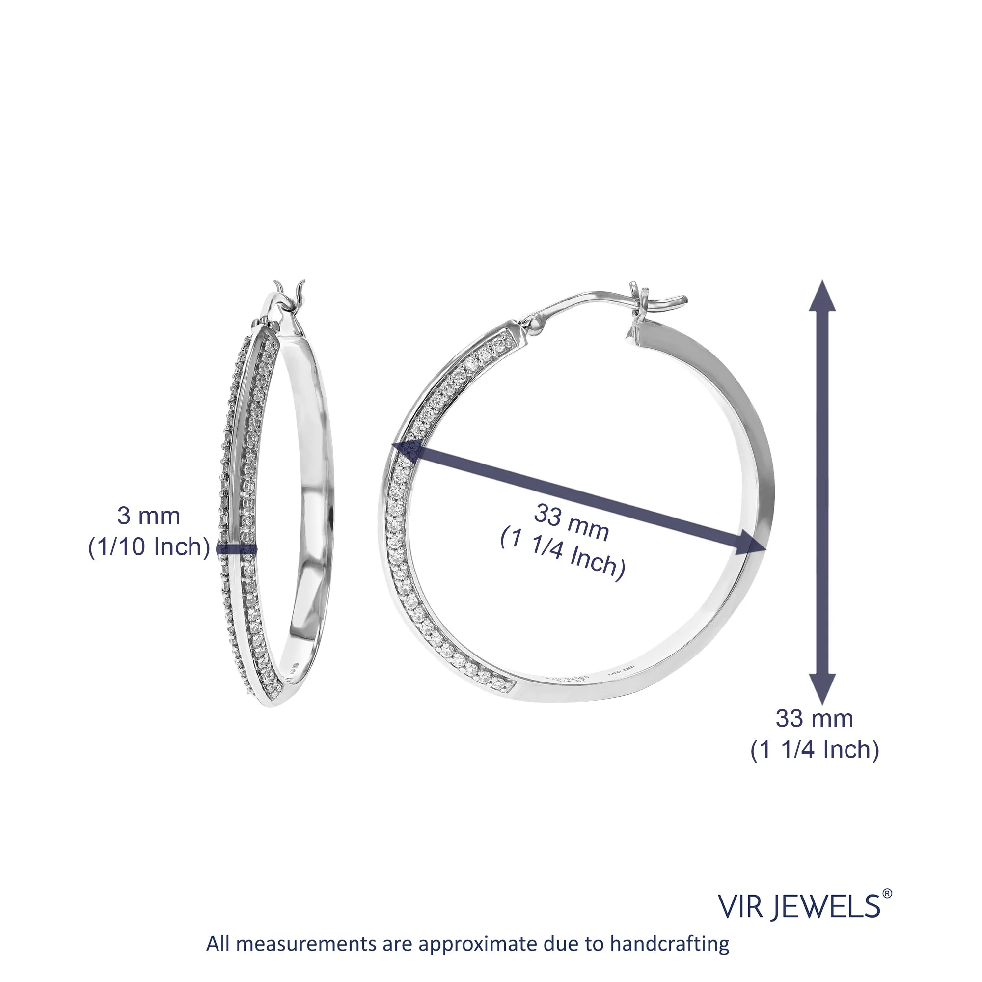 3/4 cttw Two Row Lab Grown Diamond Hoop Earrings Sterling Silver