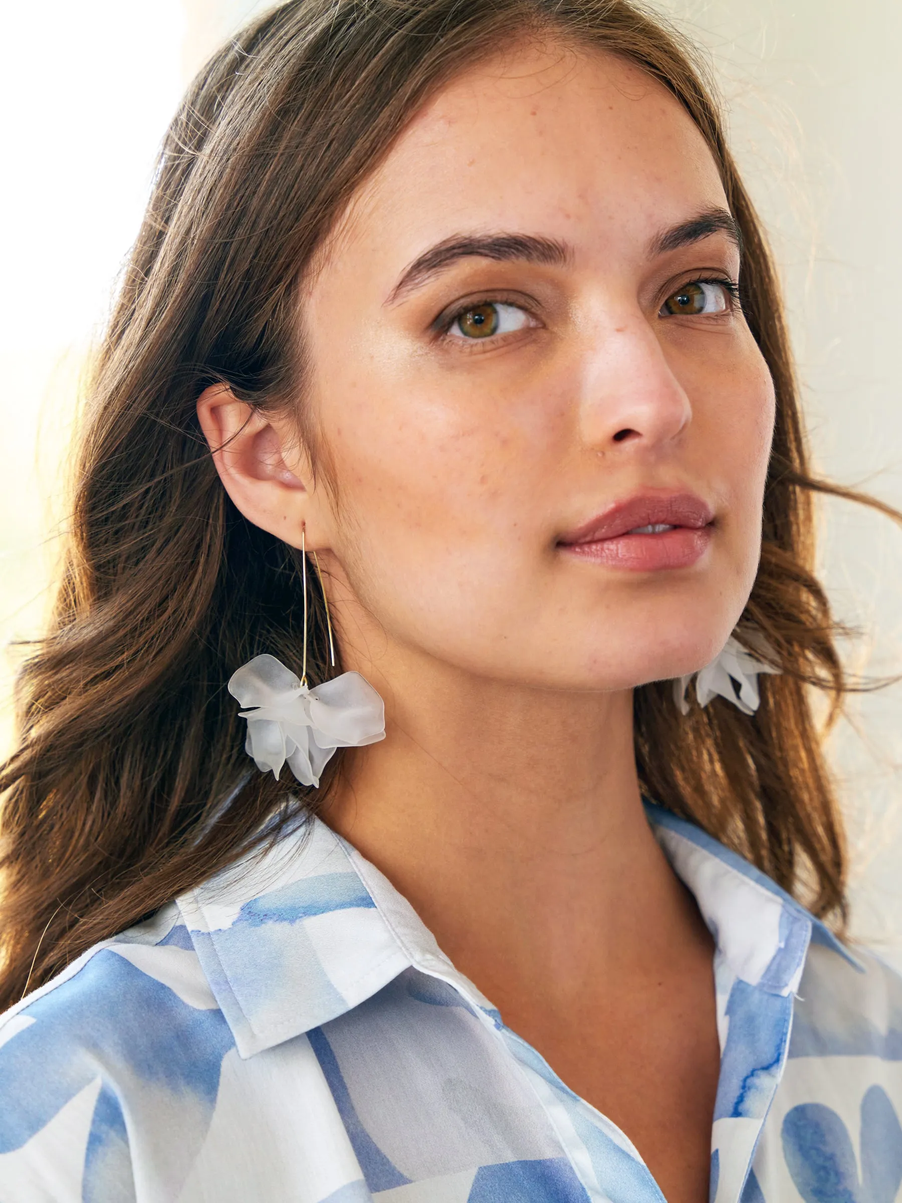 AC Air Bloom Drop Earrings White