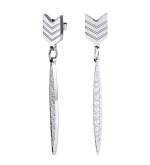 Addison 18k White Gold Plated Arrow Drop Dangle CZ Crystal Earrings