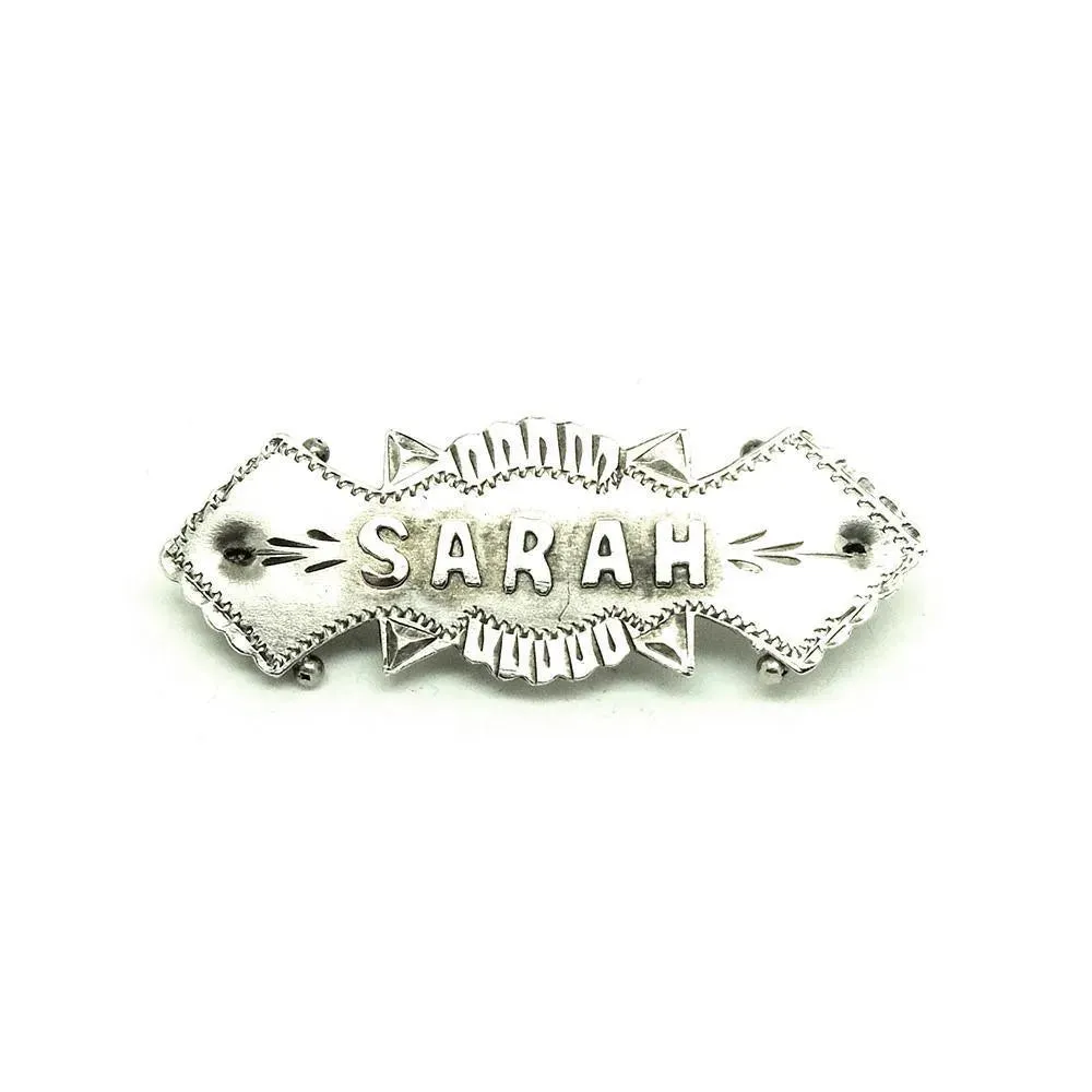 Antique 1869 Victorian Silver 'Sarah' Name Brooch