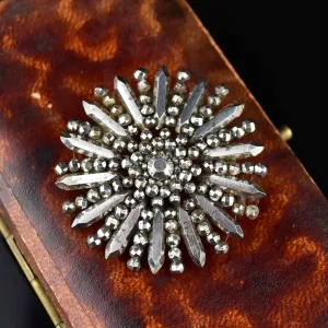 Antique Cut Steel Starburst Brooch Pin