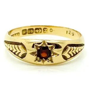 Antique Victorian 1899 Garnet 18ct Gold Ring