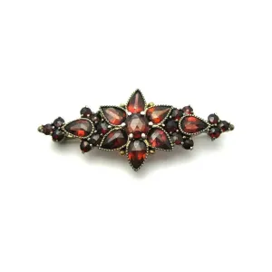 Antique Victorian Garnet Gemstone Gold Brooch