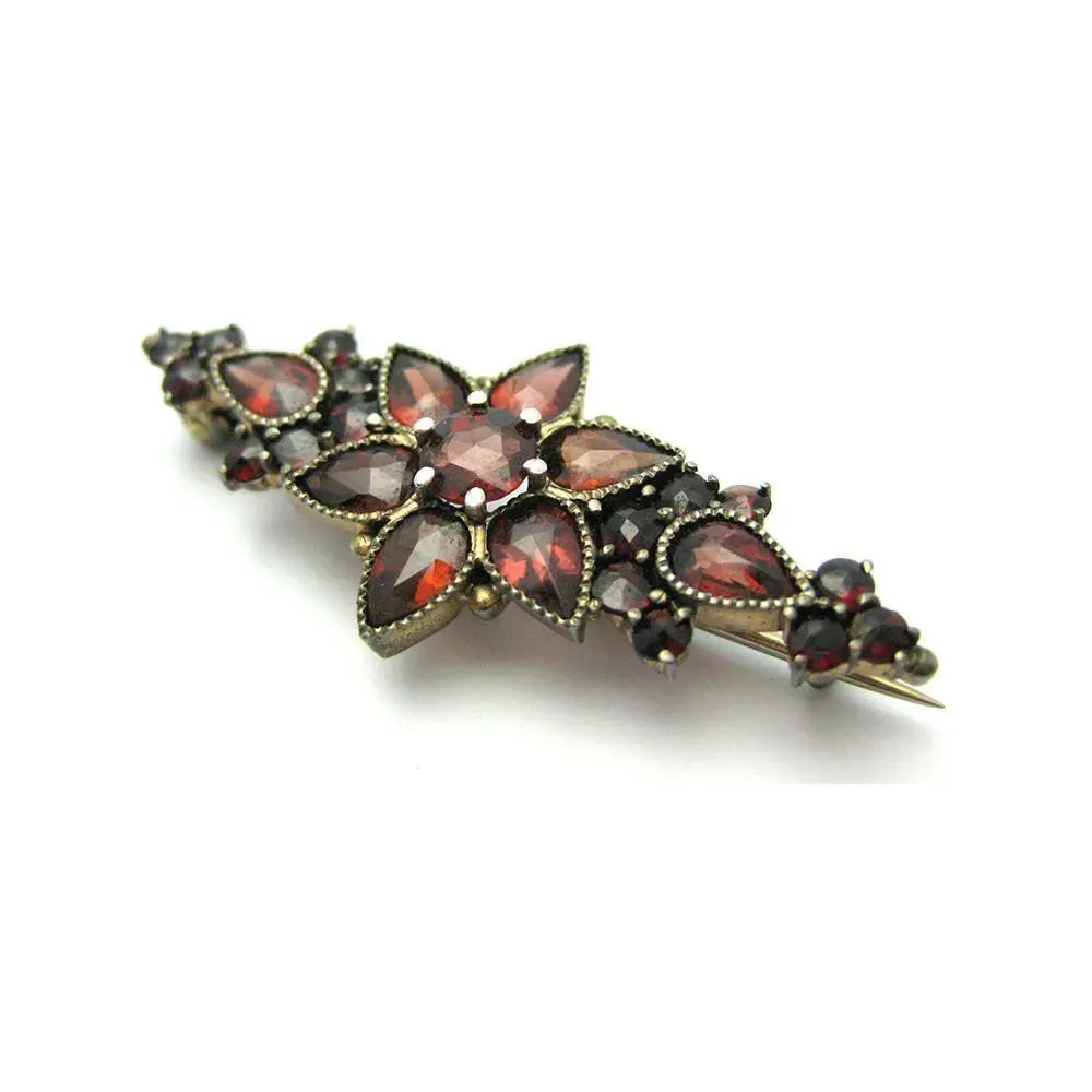 Antique Victorian Garnet Gemstone Gold Brooch