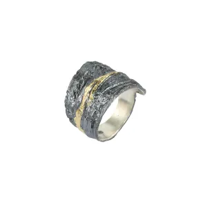 Apostolos Asymmetric Wrap Ring with 18k Gold Highlight