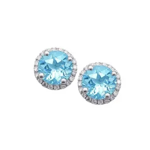 Aquamarine and Diamond Stud Earrings