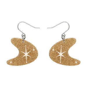 Atomic Boomerang Glitter Drop Earrings - Gold